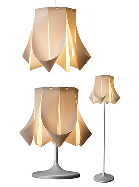 Here's an example of how you can recycle vertical blinds and turn them into eye-catching pendant light fittings, or replace the old fashioned shade on a table or floor lamp.