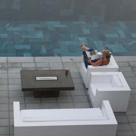 Use concrete for durable outdoor furniture