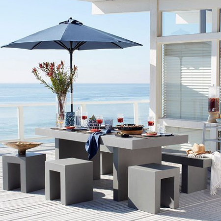 Use concrete for durable outdoor furniture