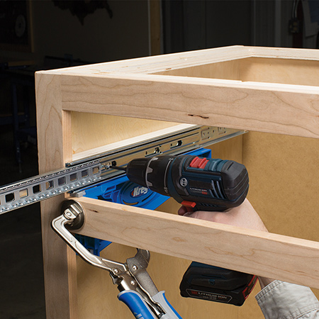 The Kreg Drawer Slide Jig eliminates the guess work and makes the job easy