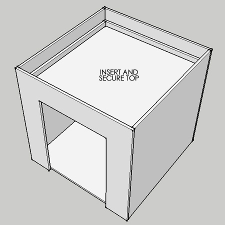 7. Insert the top section and secure through the underside of the board into the pine strips.&nbsp;