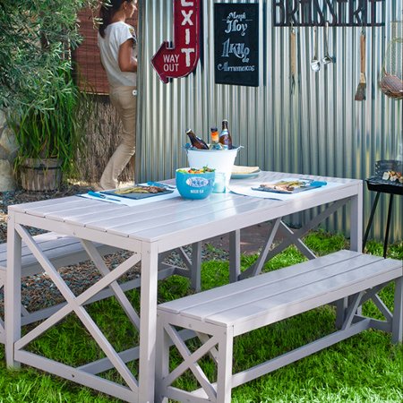 shady cool outdoor patio or deck dining area