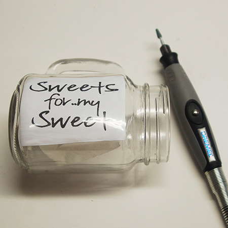 Engrave a 'Sweets for my Sweet' jar for Valentine's Day