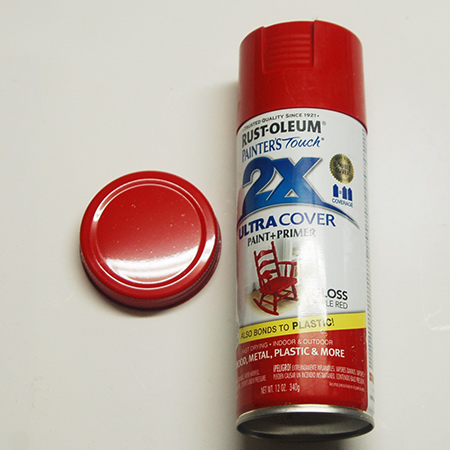spray lid with rustoleum gloss apple red spray paint