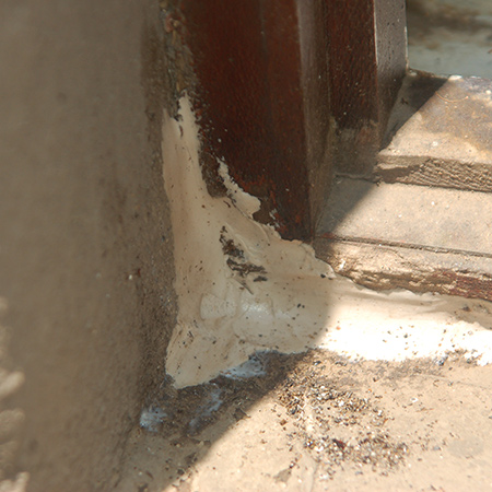 push the epoxy putty into the hole and spread out to repair the wood rot or insect damage