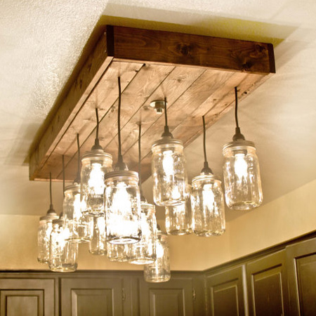 reclaimed pallet mason jar chandelier