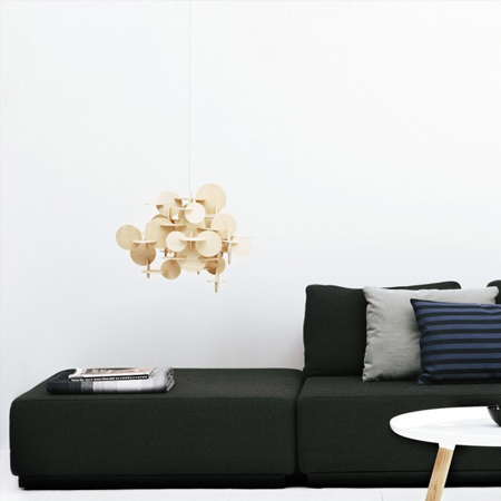 bau lamp interlocking wood pendant light