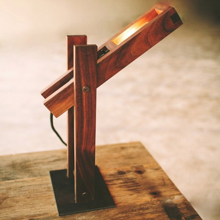 unique desk lamp made from hardwood