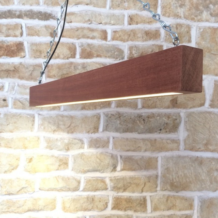 suspended wooden beam dining table hanging light