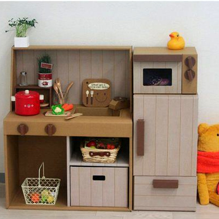 little girls want to help her mom with the daily chores. Recycling cardboard boxes in an inexpensive way to create single items, or if you have plenty of cardboard boxes to spare, why not make an entire kitchen.