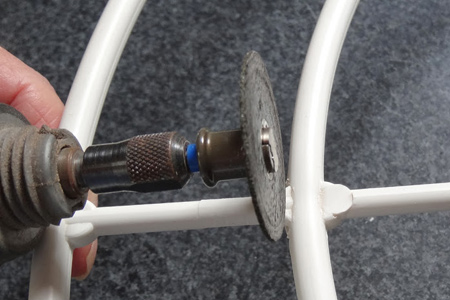 Or use the reinforced cut-off  wheels to cut through hard plastic or plastic coated aluminium for craft projects.