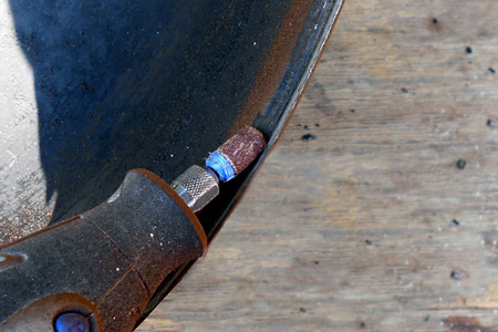 Smaller sanding rings get into those small spaces to remove rust when giving furniture and accessories a makeover.
