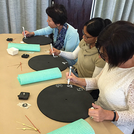 diy divas legacy ladies day at da vinci hotel to make a chalkboard clock