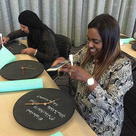 diy divas legacy ladies day at da vinci hotel making chalkboard clock