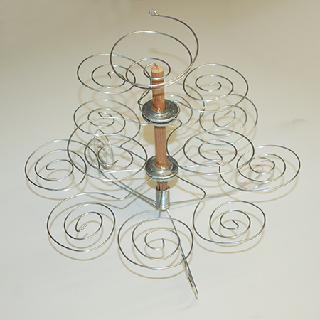 The finished wire cupcake stand before being painted.