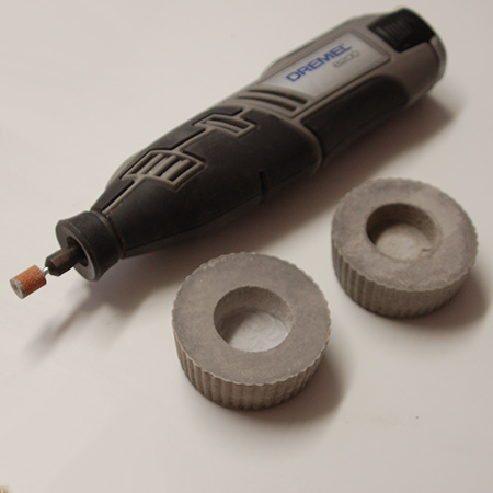 use dremel 8200 and sanding stone to increase depth of concrete planters
