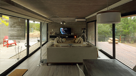 Modern architecture using concrete and wood 