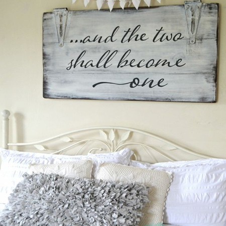 If your handwriting skills are not up to par, use the Internet and PC printer to print out the wording and trace onto your whitewashed or painted board