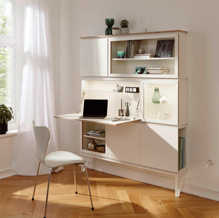 Müller also designs a range of stylish, space-saving shelving units