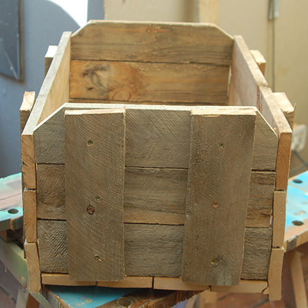 Reclaimed pallet wheelbarrow for plants or veggies