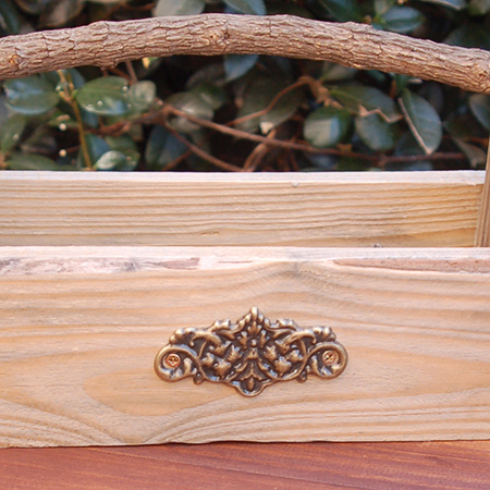 Add a decorative touch to your finished holder with a vintage brass plate, or a knob or handle. Screw in place or use epoxy glue to secure onto the holder.