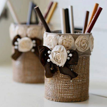 If you have any scraps left over from larger projects, use these to decorate aluminium cans