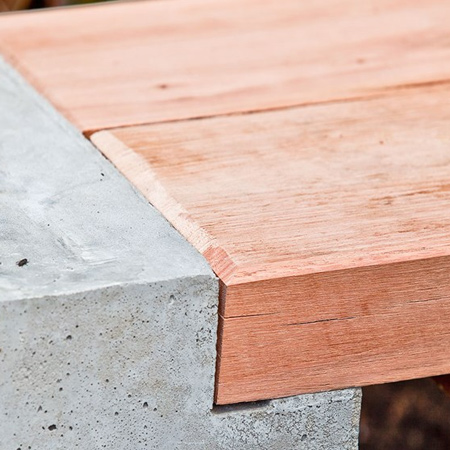 oncrete and wood garden bench