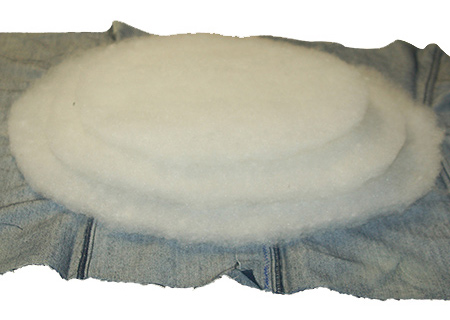 Tyre ottoman with jeans fabric seat