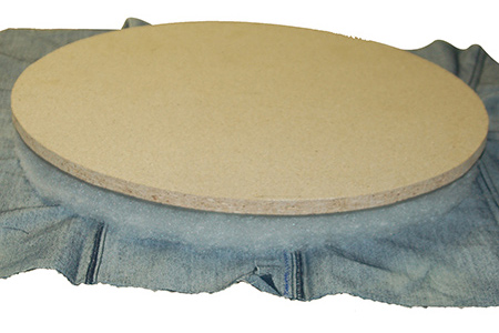 Tyre ottoman with jeans fabric seat