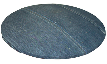 Tyre ottoman with jeans fabric seat