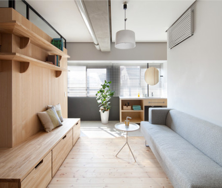 The designers incorporated a series of veneered plywood panels