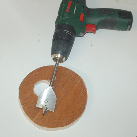 Drill a hole in each front section