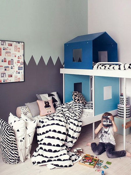 grey zigzag pattern on child's bedroom wall