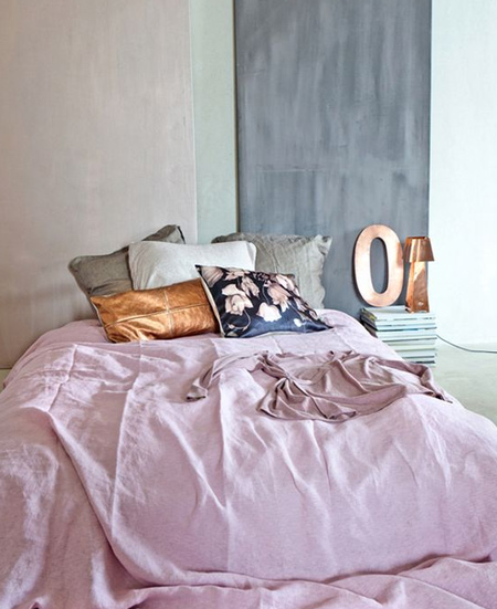 Pale pinks, light grey and barely nude... these hues combine to create a bedroom that is calm and soothing with just the right amount of colour.