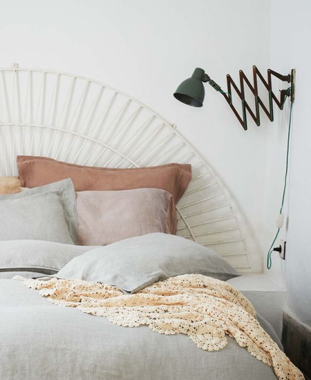 Pale pinks, light grey and barely nude... these hues combine to create a bedroom that is calm and soothing with just the right amount of colour.