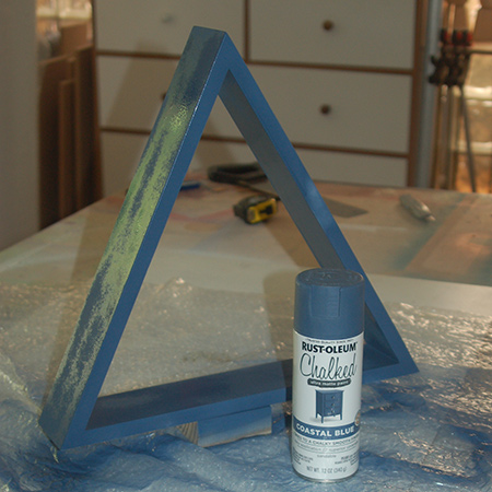 For this project I used Rust-Oleum Chalked ultra matte spray paint in Coastal Blue. I was given some samples to try out and love the Chalked finish it gives. Plus it dries very quickly to an ultra matt finish