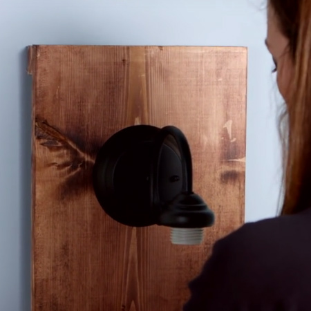 Wall mounted bedside light and table