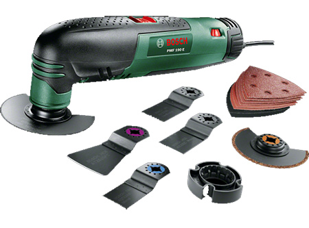 You can use the Bosch PMF 190 E multifunction tool for cutting, sawing, sanding, routing and scraping without hassle thanks to its powerful motor and its many attachments