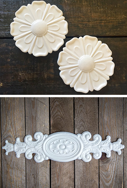 Shabby Chic onlays, embellishments, swags and pediments