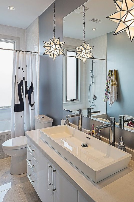 HOME-DZINE | Bathroom Update - The right lighting can make a bathroom shine. If you only have a central, ceiling fitting in the bathroom, look at installing scones and wall-mounted lights above or around a vanity. Choose stylish fittings that complement the design of a bathroom, but also flood the room with light.