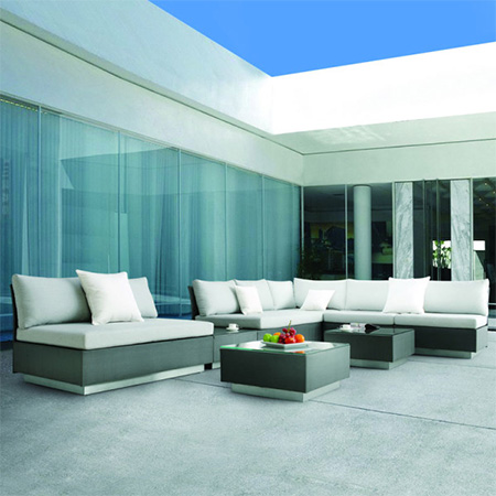 HOME-DZINE | Outdoor Furniture - Mobelli's Lille range offers contemporary styling and a unique look for modern outdoor living. The mocha base is offset with comfortable cream cushions. 