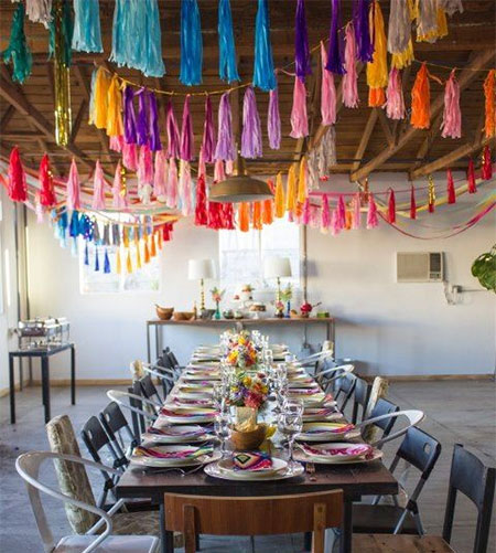 HOME-DZINE | Party Decor - If you're throwing a party for New Year, making your own tassel garland is a fun and inexpensive way to dress up the party!