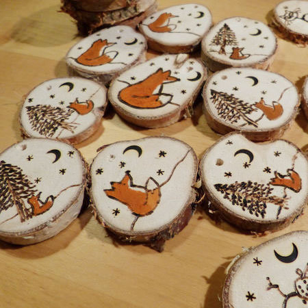 Wood Slice Tree Ornaments