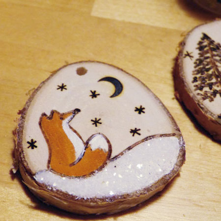 Wood Slice Tree Ornaments