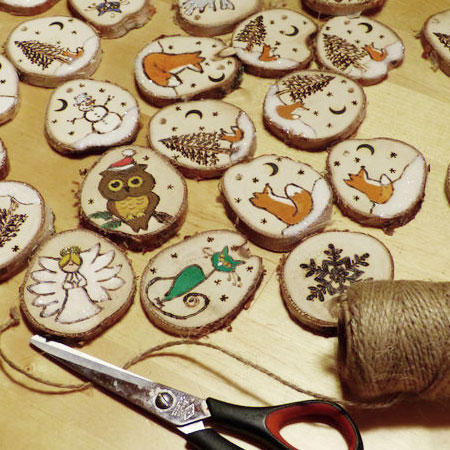 Wood Slice Tree Ornaments