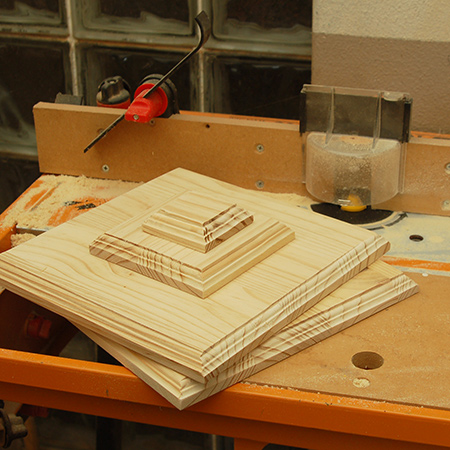 2. If you are using a router to add a decorative edge to the top and base sections, do this now. If you don't have a router and are adding pine moulding for the decorative edge, attach this once the lantern is assembled.