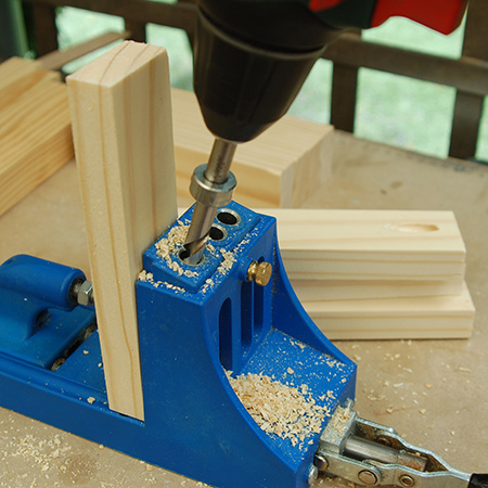 3. For the large lantern I joined the cross sections to the uprights with pockethole screws. However, it is important to note that you can use wood glue for the medium and small lantern. Clamp the glued sections overnight.