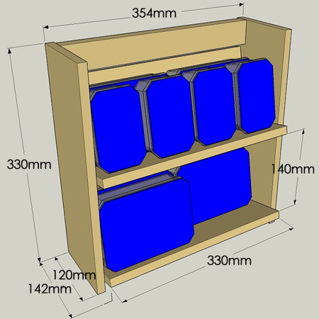 Use 12mm pine plywood offcuts to make this wall-mounted hardware organiser, but you can substitute with any scrap material that you have left over in your workshop.