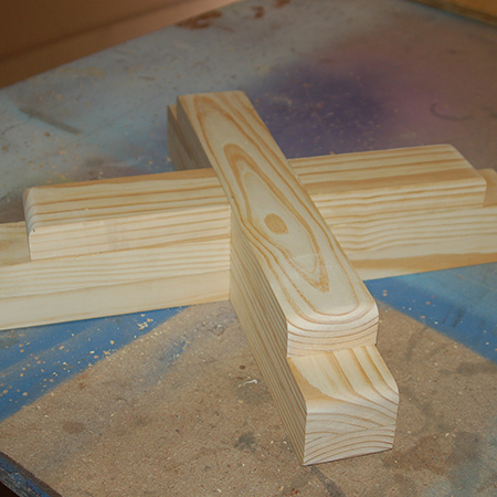 4. Stack the individual assembled cross pieces together for the base and top. The base has three layers and the top only two layers.