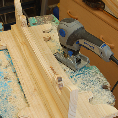 Add a decorative finish to the pedestal sides with a router. I still use my Dremel Trio to do this and still can't believe that this is no longer available!